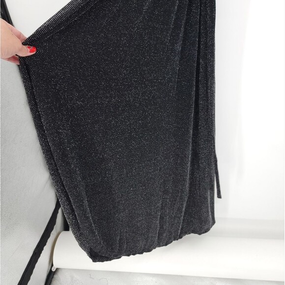 Lulus Maxi Wrap Dress Metallic Black Silver Tinsel Party Cocktail New Years NYE - Picture 7 of 14